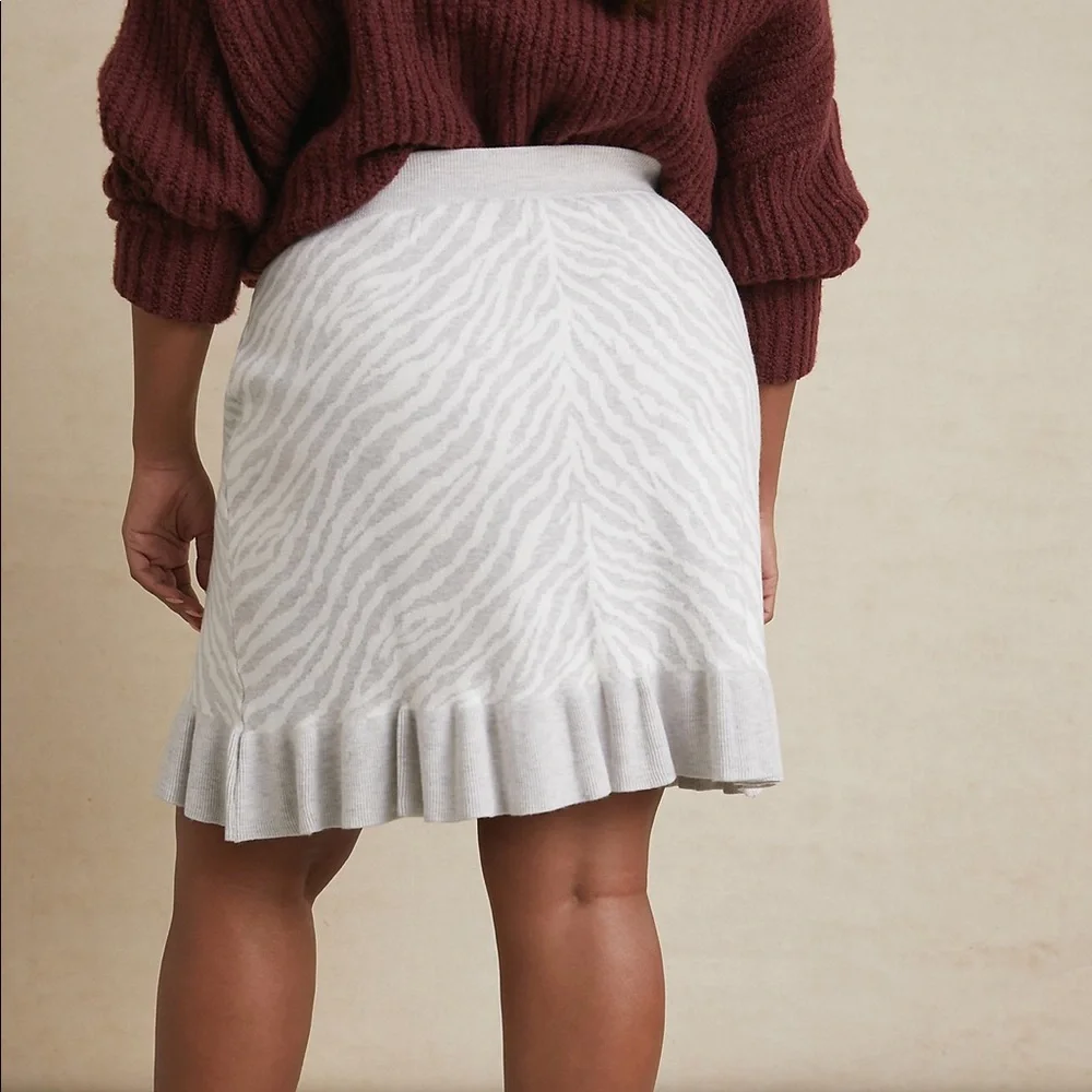 ANTHROPOLOGIE DOLAN LEFT‎ COAST ZEBRA RUFFLED KNIT SKIRT